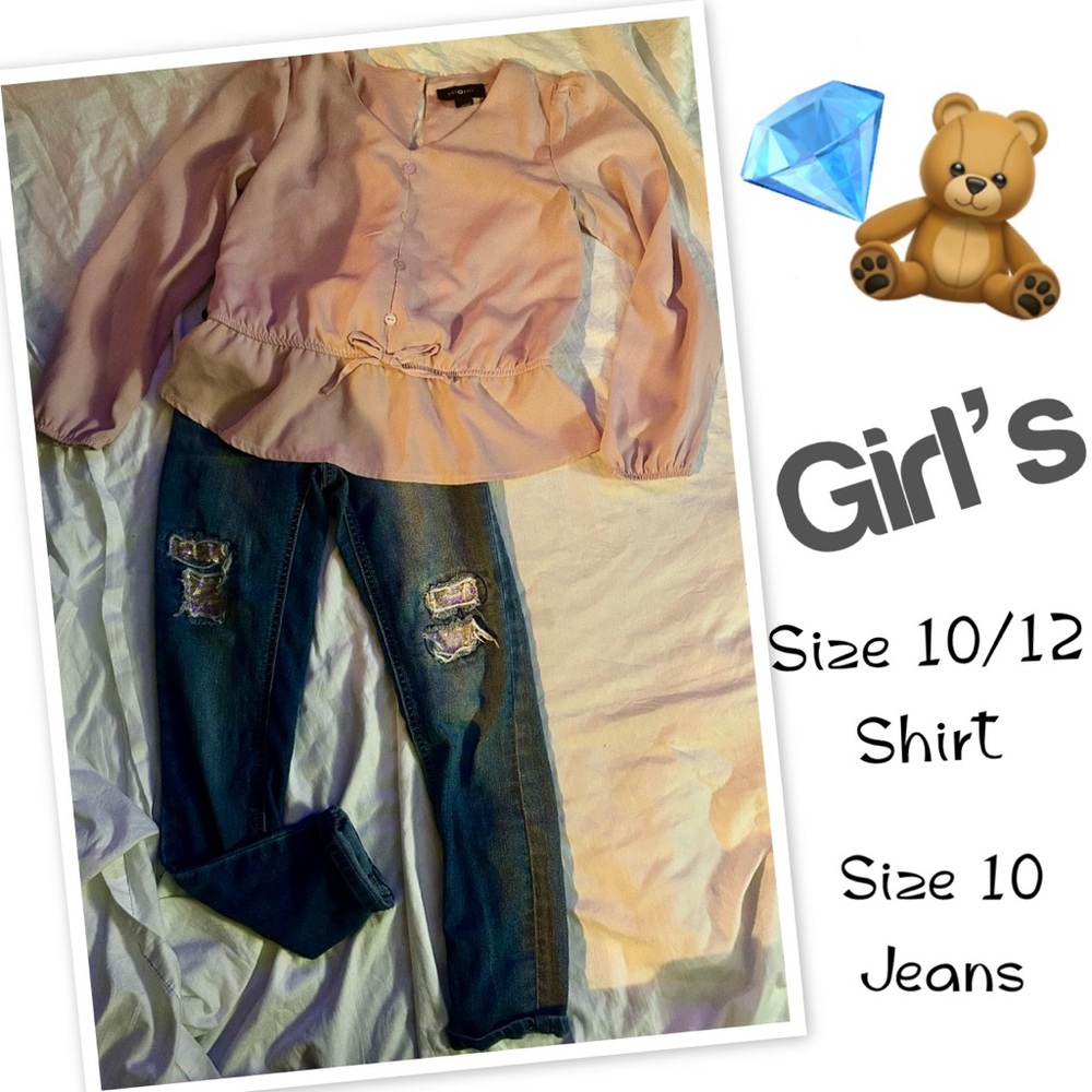 Amy Byer Pink Top and Blue Denim Set
